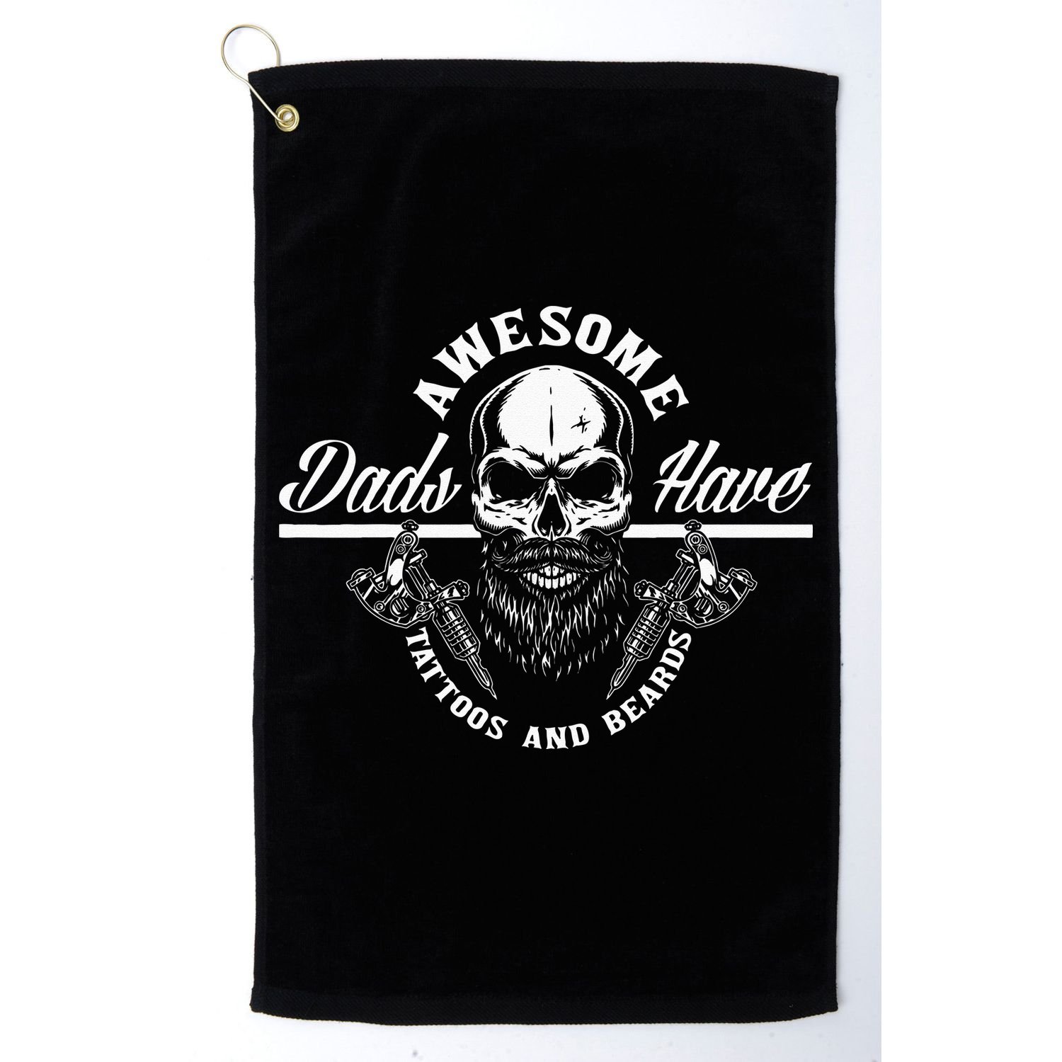 Awesome Dads Have Tattoos And Beards Funny Father Dad Golf Towel