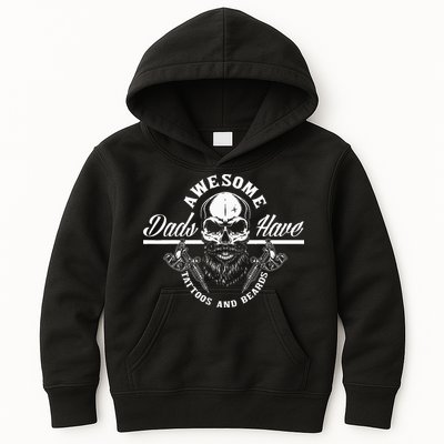 Awesome Dads Have Tattoos And Beards Funny Father Dad Kids Hoodie