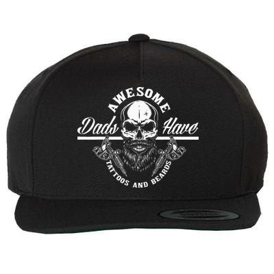 Awesome Dads Have Tattoos And Beards Funny Father Dad Wool Snapback Cap