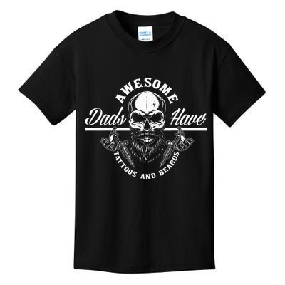 Awesome Dads Have Tattoos And Beards Funny Father Dad Kids T-Shirt