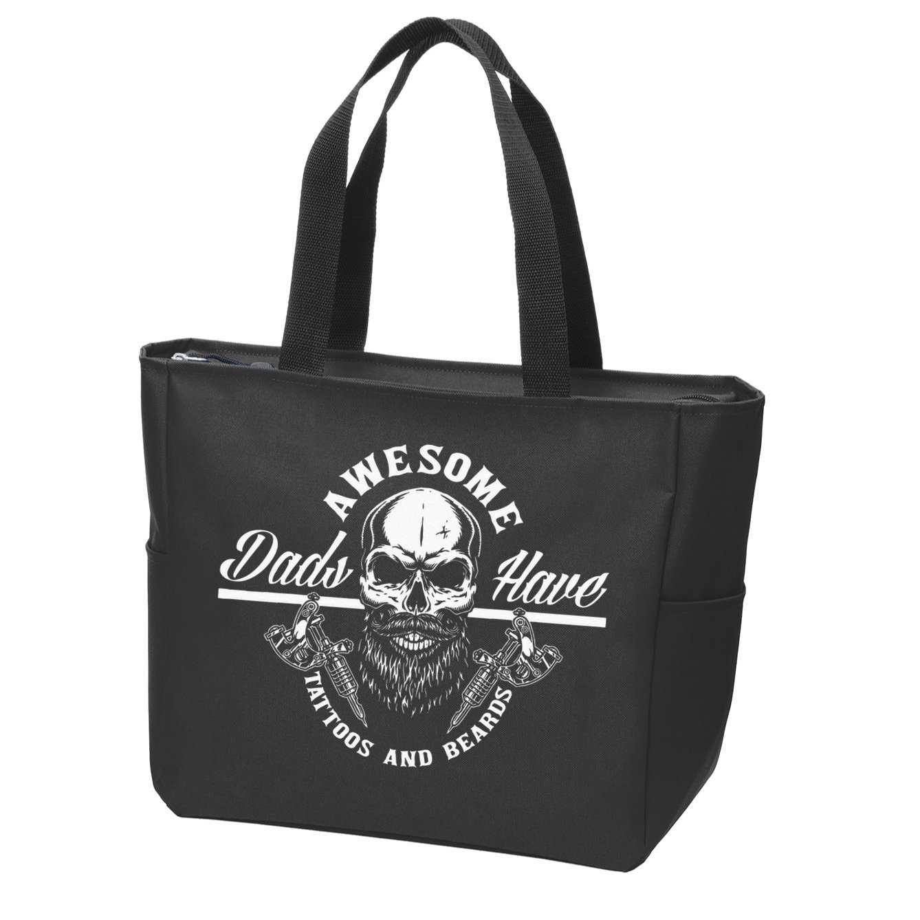 Awesome Dads Have Tattoos And Beards Funny Father Dad Zip Tote Bag
