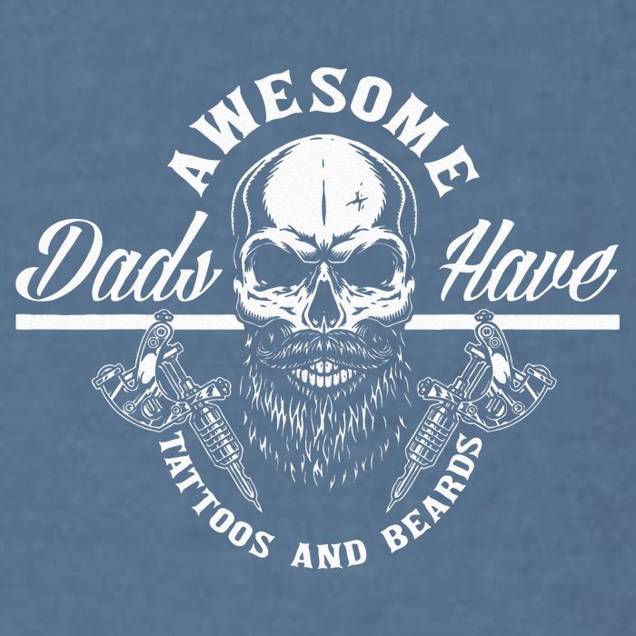 Awesome Dads Have Tattoos And Beards Funny Father Dad Garment-Dyed Sweatshirt