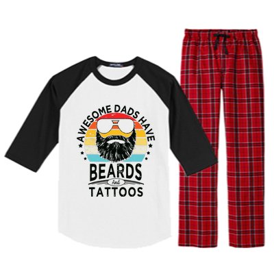 Awesome Dads Have Beards And Tattoos Funny Bearded Dadawesome Dads Have Beards A Raglan Sleeve Pajama Set