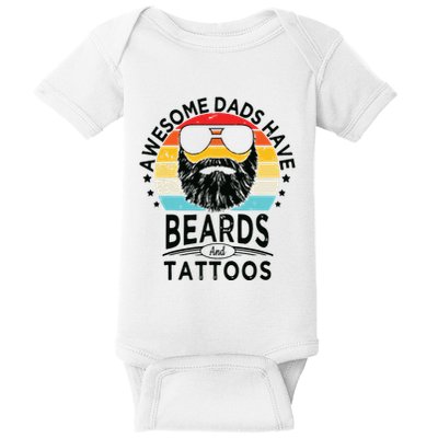 Awesome Dads Have Beards And Tattoos Funny Bearded Dadawesome Dads Have Beards A Baby Bodysuit