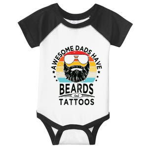 Awesome Dads Have Beards And Tattoos Funny Bearded Dadawesome Dads Have Beards A Infant Baby Jersey Bodysuit