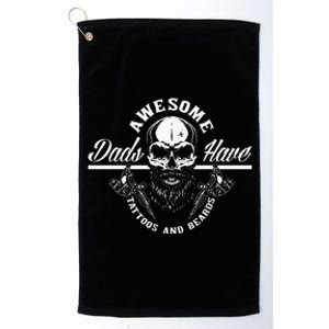 Awesome Dads Have Tattoos And Beards Funny Father Dad Platinum Collection Golf Towel