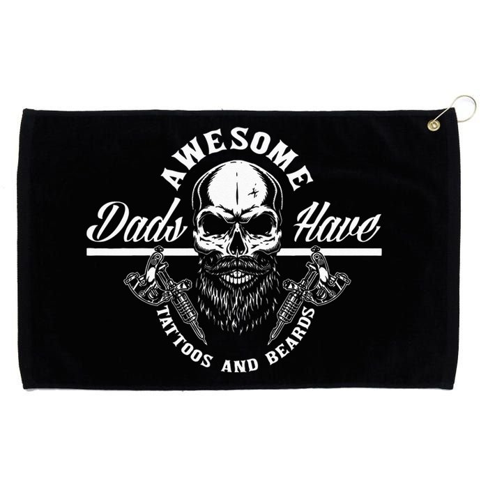 Awesome Dads Have Tattoos And Beards Funny Father Dad Grommeted Golf Towel