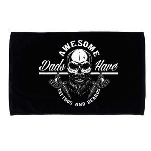 Awesome Dads Have Tattoos And Beards Funny Father Dad Microfiber Hand Towel