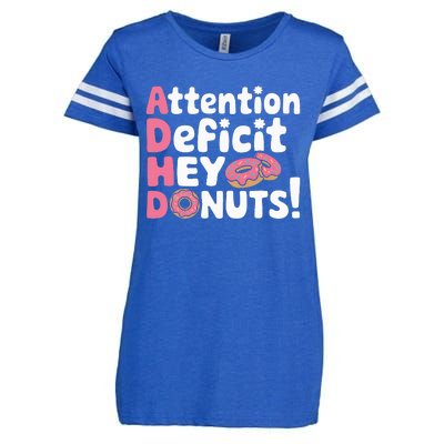 Attention Deficit Hey Donuts Adhd Focus Puns Enza Ladies Jersey Football T-Shirt