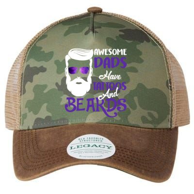 Awesome Dads Have Tattoos And Beards Legacy Tie Dye Trucker Hat