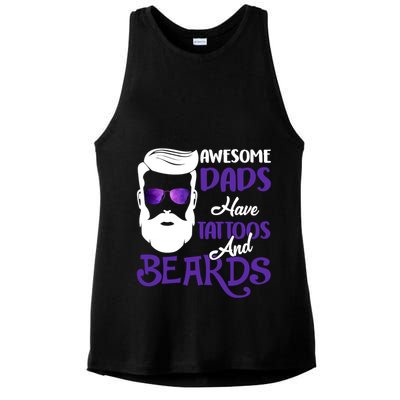 Awesome Dads Have Tattoos And Beards Ladies PosiCharge Tri-Blend Wicking Tank