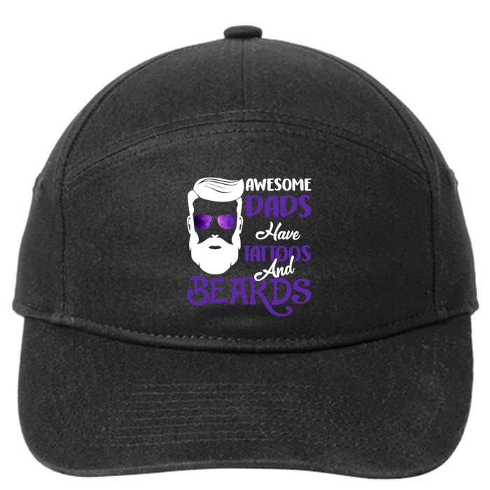 Awesome Dads Have Tattoos And Beards 7-Panel Snapback Hat