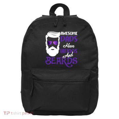 Awesome Dads Have Tattoos And Beards 16 in Basic Backpack