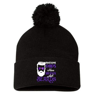 Awesome Dads Have Tattoos And Beards Pom Pom 12in Knit Beanie
