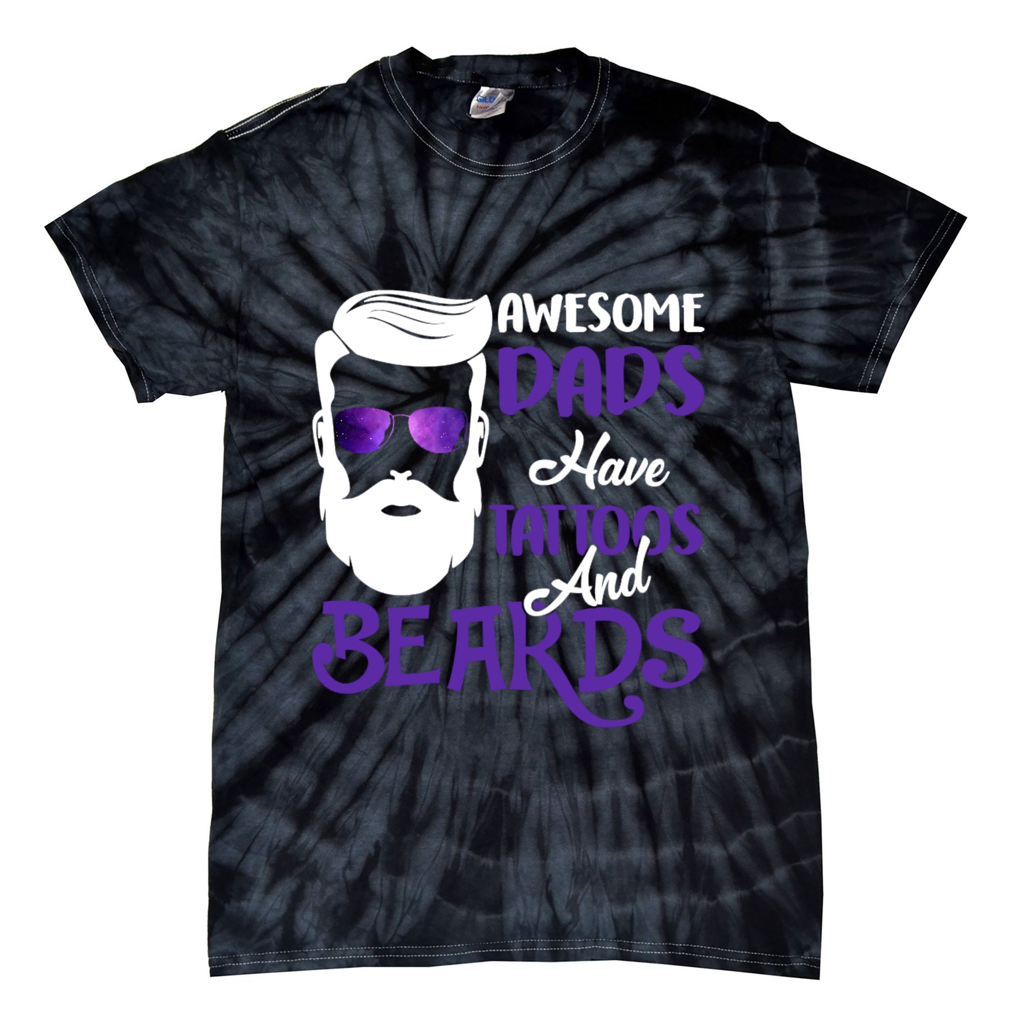 Awesome Dads Have Tattoos And Beards Tie-Dye T-Shirt