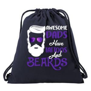 Awesome Dads Have Tattoos And Beards Drawstring Bag