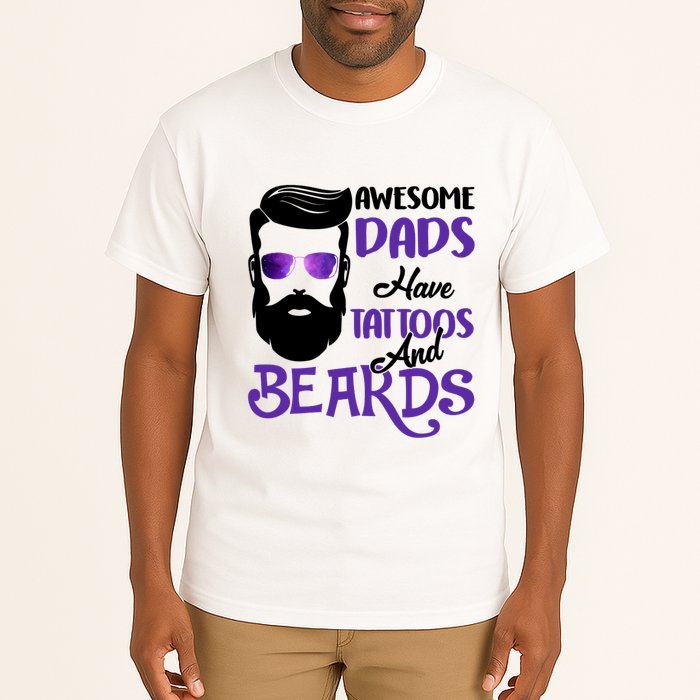 Awesome Dads Have Tattoos And Beards Tall T-Shirt
