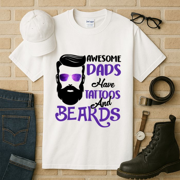 Awesome Dads Have Tattoos And Beards Tall T-Shirt