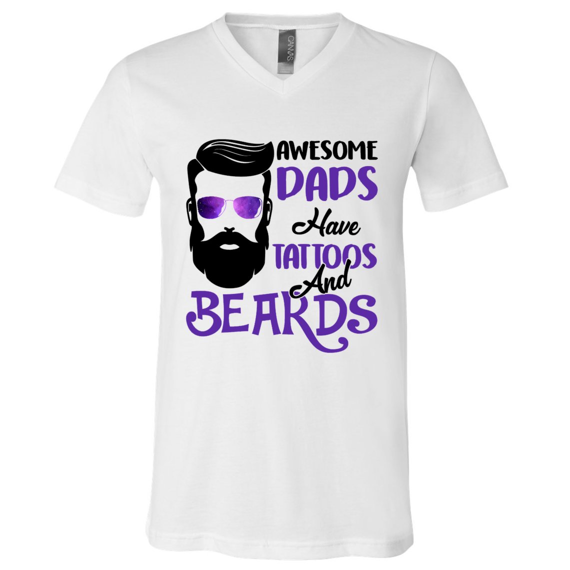 Awesome Dads Have Tattoos And Beards V-Neck T-Shirt