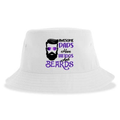 Awesome Dads Have Tattoos And Beards Sustainable Bucket Hat