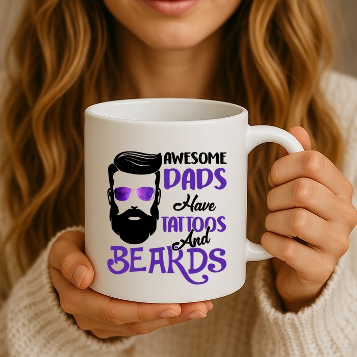 Awesome Dads Have Tattoos And Beards Mug