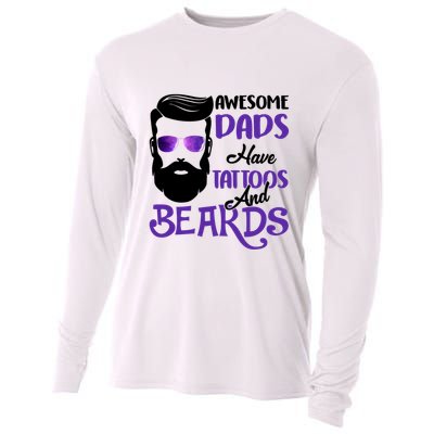 Awesome Dads Have Tattoos And Beards Cooling Performance Long Sleeve Crew