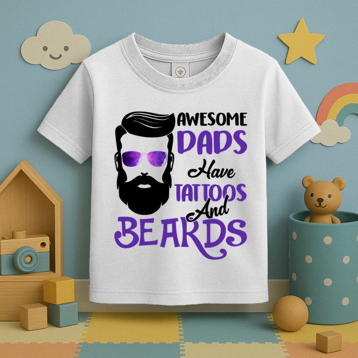 Awesome Dads Have Tattoos And Beards Toddler T-Shirt