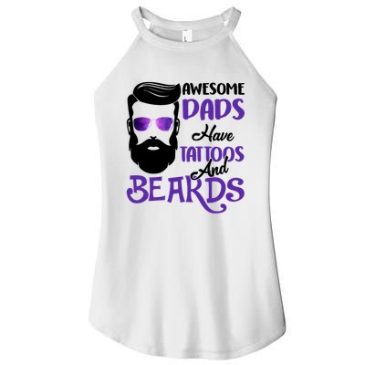 Awesome Dads Have Tattoos And Beards Women's Perfect Tri Rocker Tank