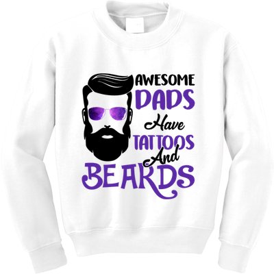 Awesome Dads Have Tattoos And Beards Kids Sweatshirt