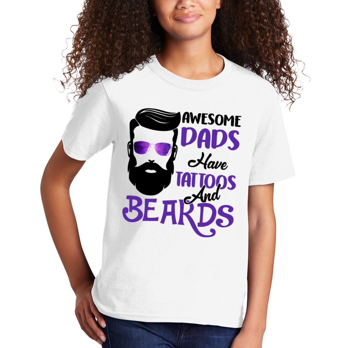 Awesome Dads Have Tattoos And Beards Kids T-Shirt
