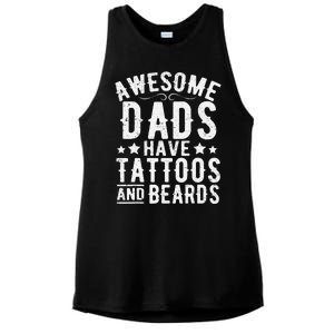 Awesome Dads Have Tattoos And Beards Funny FatherS Day Ladies PosiCharge Tri-Blend Wicking Tank