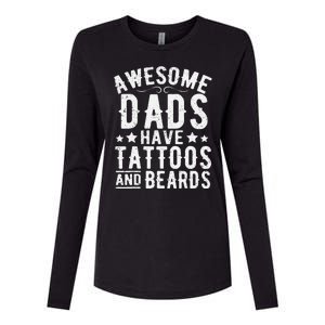 Awesome Dads Have Tattoos And Beards Funny FatherS Day Womens Cotton Relaxed Long Sleeve T-Shirt