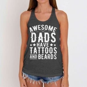 Awesome Dads Have Tattoos And Beards Funny FatherS Day Women's Knotted Racerback Tank