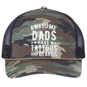 Awesome Dads Have Tattoos And Beards Funny FatherS Day Retro Rope Trucker Hat Cap