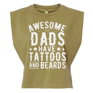 Awesome Dads Have Tattoos And Beards Funny FatherS Day Garment-Dyed Women's Muscle Tee