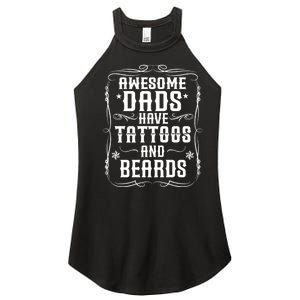 Awesome Dads Have Beards And Tattoos | Funny Bearded Dad Women's Perfect Tri Rocker Tank