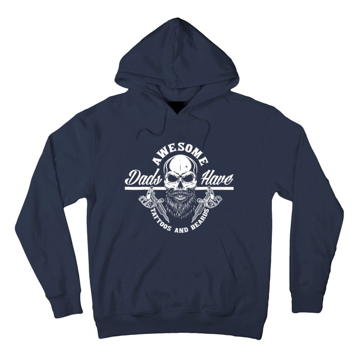 Awesome Dads Have Tattoos And Beards Funny Father Dad Hoodie