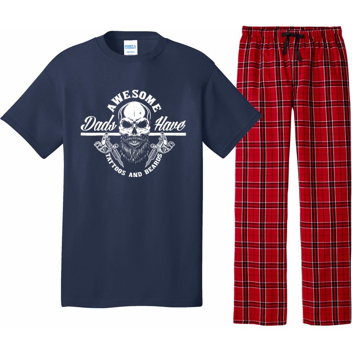 Awesome Dads Have Tattoos And Beards Funny Father Dad Pajama Set