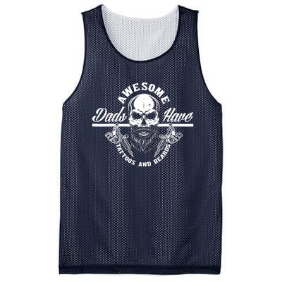 Awesome Dads Have Tattoos And Beards Funny Father Dad Mesh Reversible Basketball Jersey Tank