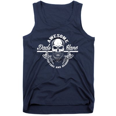 Awesome Dads Have Tattoos And Beards Funny Father Dad Tank Top