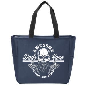 Awesome Dads Have Tattoos And Beards Funny Father Dad Zip Tote Bag