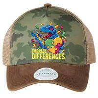 Autism Dinosaur Holding Puzzle Heart Legacy Tie Dye Trucker Hat