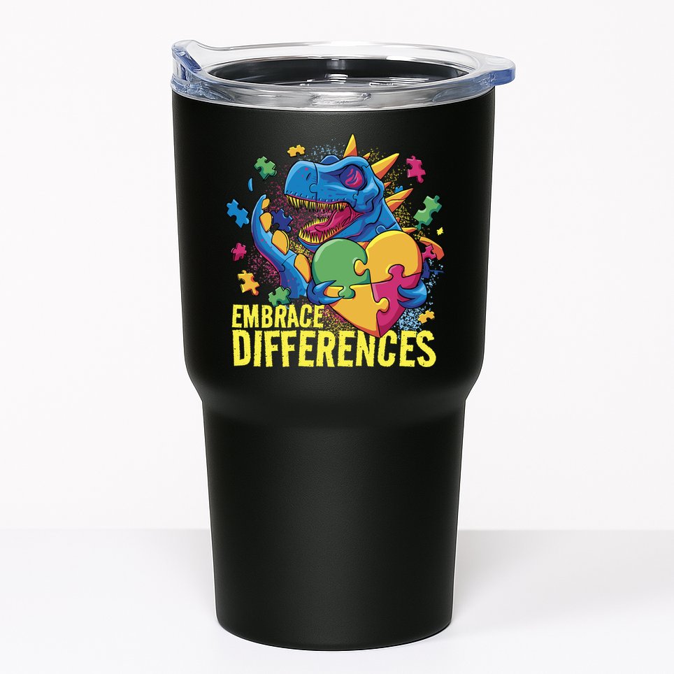 Autism Dinosaur Holding Puzzle Heart Tumbler