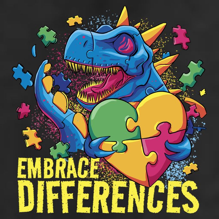 Autism Dinosaur Holding Puzzle Heart Microfiber Hand Towel