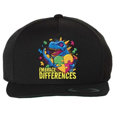 Autism Dinosaur Holding Puzzle Heart Wool Snapback Cap