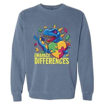 Autism Dinosaur Holding Puzzle Heart Garment-Dyed Sweatshirt