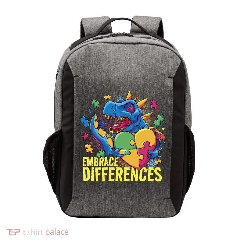 Autism Dinosaur Holding Puzzle Heart Vector Backpack