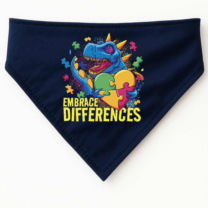 Autism Dinosaur Holding Puzzle Heart USA-Made Doggie Bandana