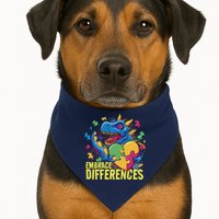 Autism Dinosaur Holding Puzzle Heart USA-Made Doggie Bandana