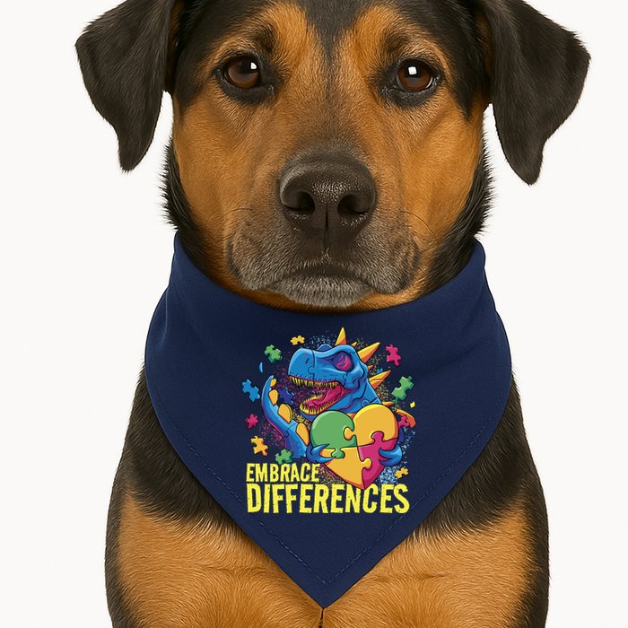 Autism Dinosaur Holding Puzzle Heart USA-Made Doggie Bandana